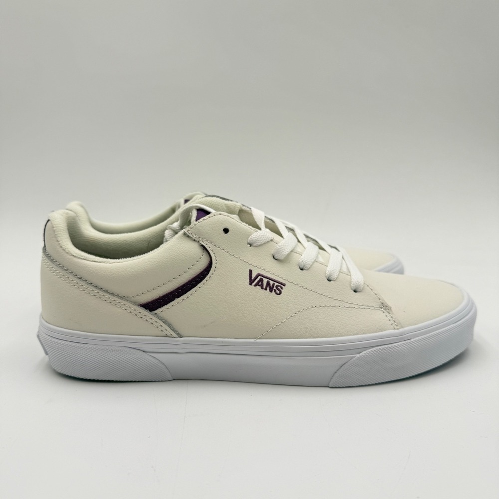 VANS Seldan Tumble White Leather Women's Low Top Sneakers Size 10 NEW - Picture 1 of 7